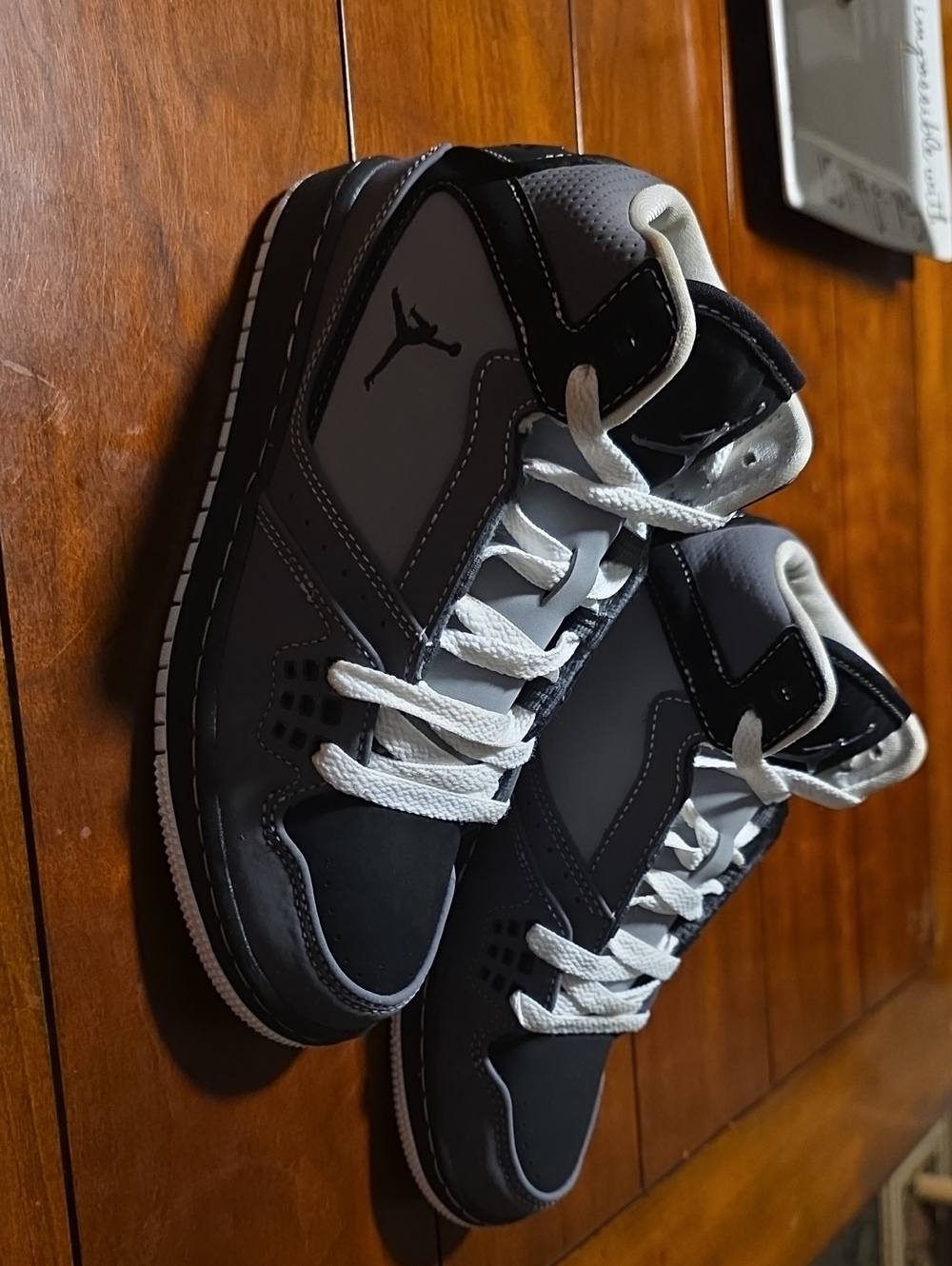 Jordan Mid-Top Athletic Sneakers in Gray, Black and White